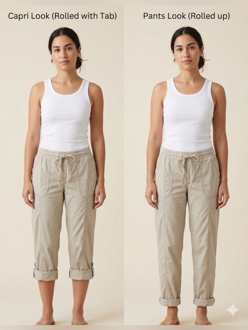 KHAKIS & COMPANY Classic Apparel Utility Convertable Length Capri Women Size 8